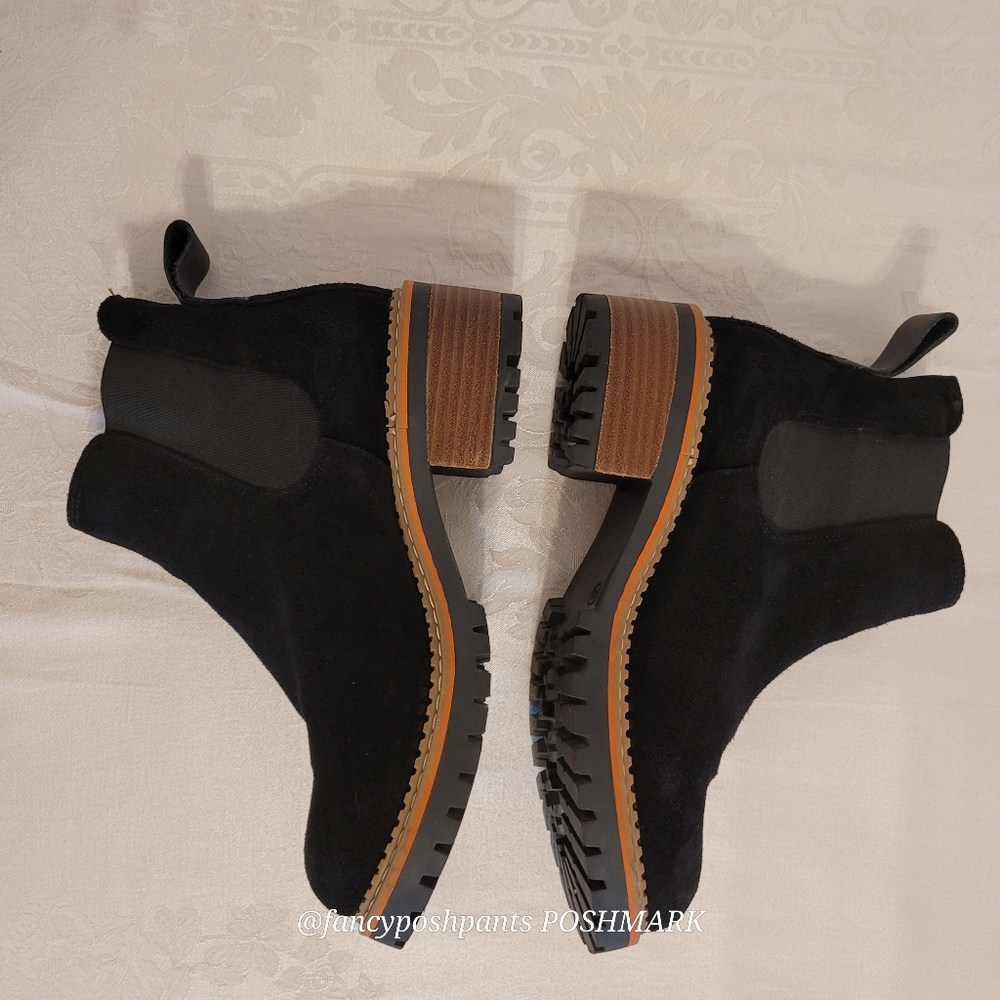 new!ANTHROPOLOGIE suede leather stacked heel traction sole chelsea made in Spain - Picture 10 of 17
